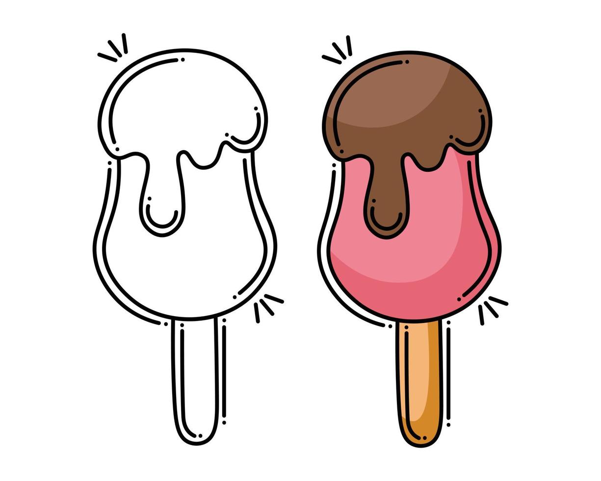 garabatear imágenes prediseñadas de línea plana. helado vectorial simple. Todos los objetos están repintados. vector