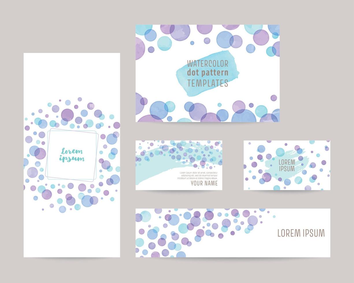 watercolor vector colorful dot pattern templates. leaflet cover, card, business cards, banner -blue