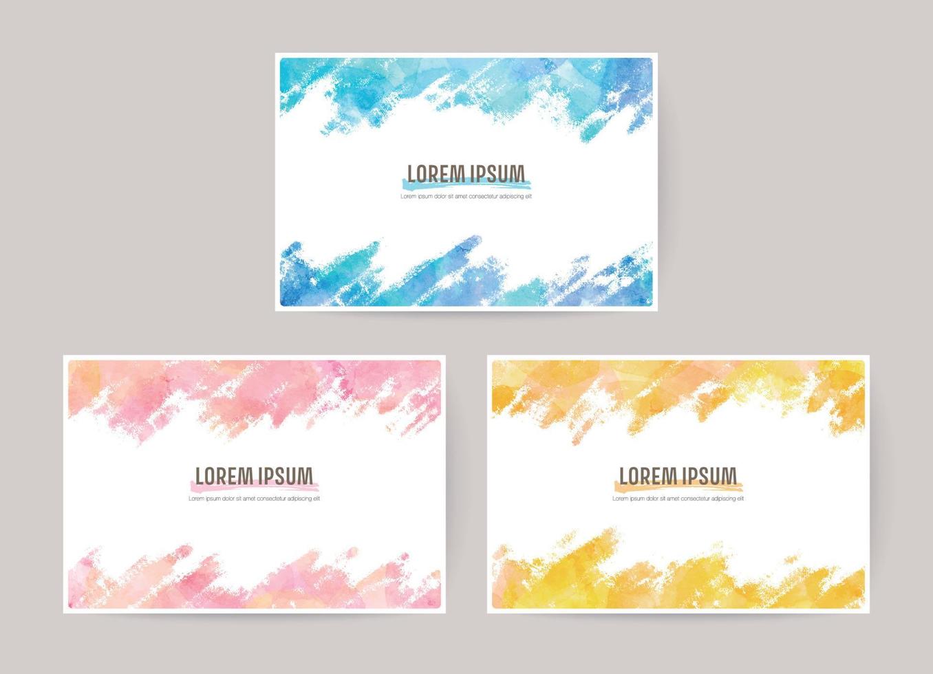 vector colorful watercolor abstract background set. card for greetings, invitation, wedding