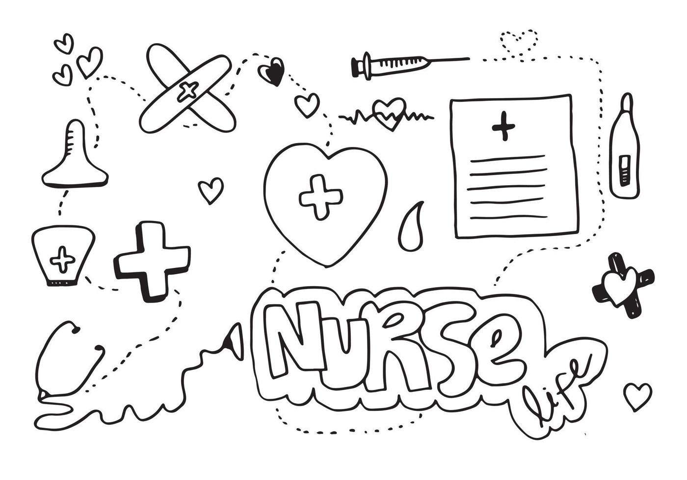 Hand drawn Medicine and Health doodle set.Vector illustration. vector
