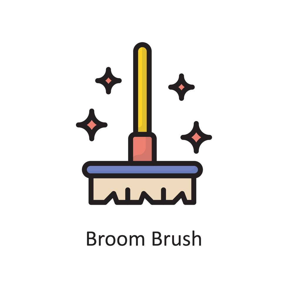 Broom Brush Vector Filled Outline Icon Design illustration. Housekeeping Symbol on White background EPS 10 File