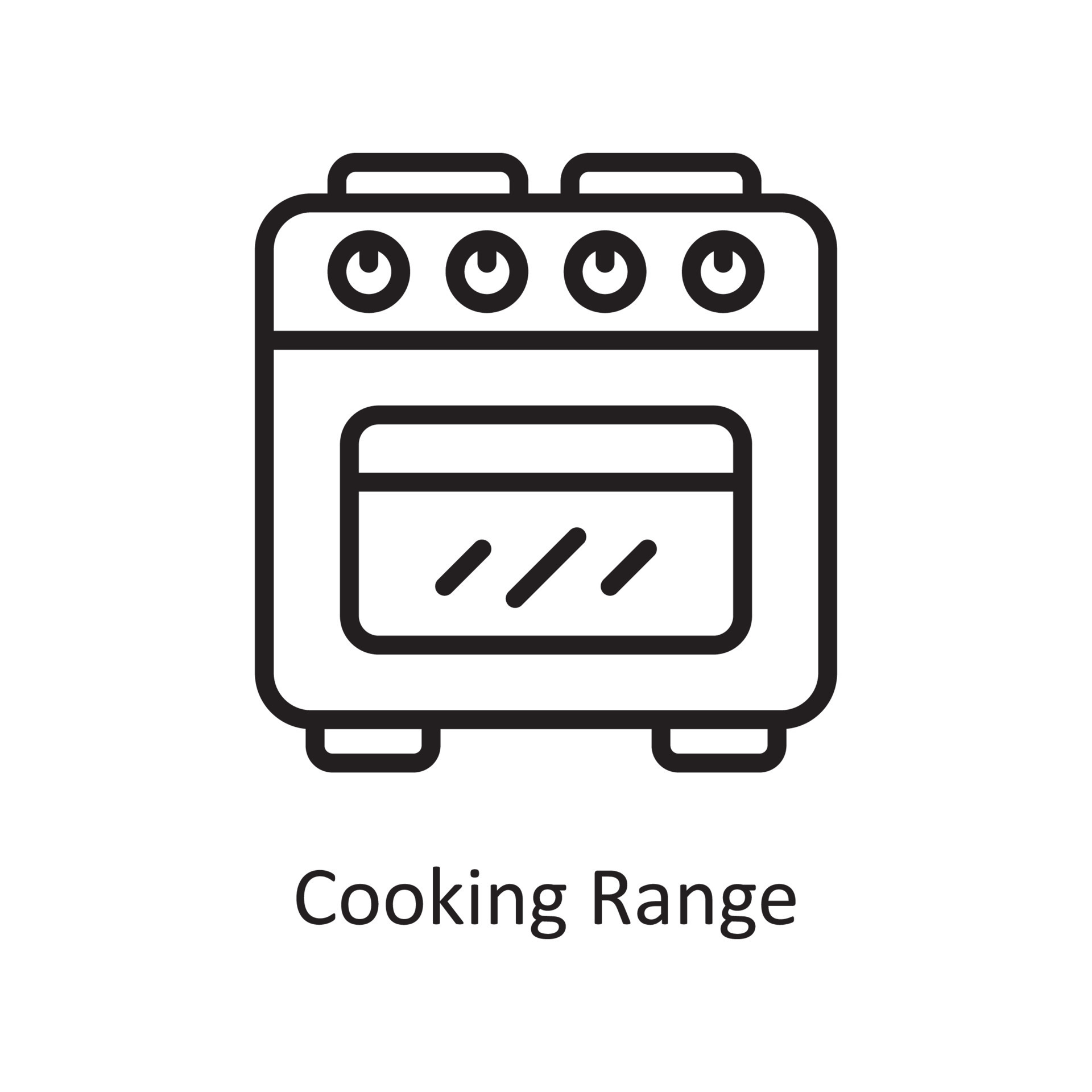 Cooking Range Vector Outline Icon Design illustration. Housekeeping