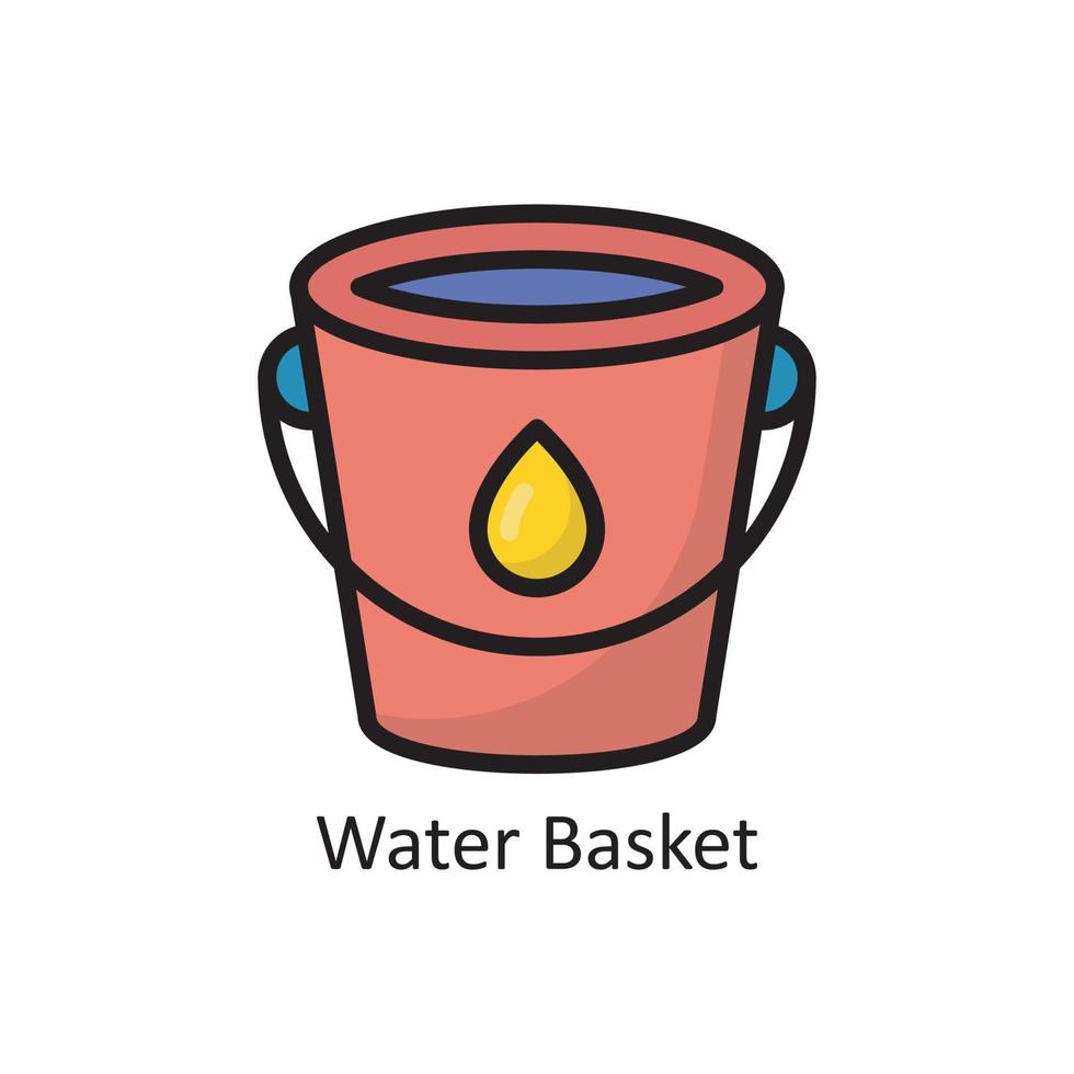 Water Basket Vector Filled Outline Icon Design illustration. Housekeeping Symbol on White background EPS 10 File