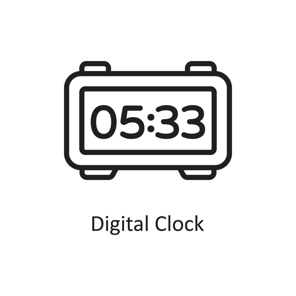 Digital Clock Vector Outline Icon Design illustration. Housekeeping Symbol on White background EPS 10 File