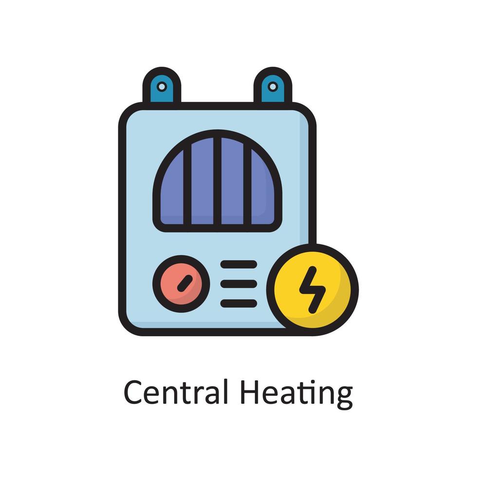 Central Heating Vector Filled Outline Icon Design illustration. Housekeeping Symbol on White background EPS 10 File
