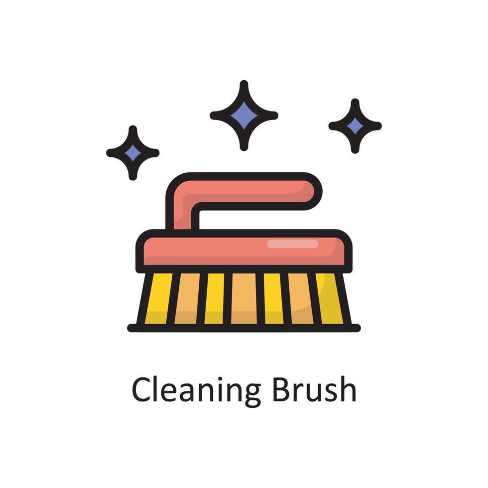 Cleaning Brush Vector Filled Outline Icon Design illustration. Housekeeping Symbol on White background EPS 10 File