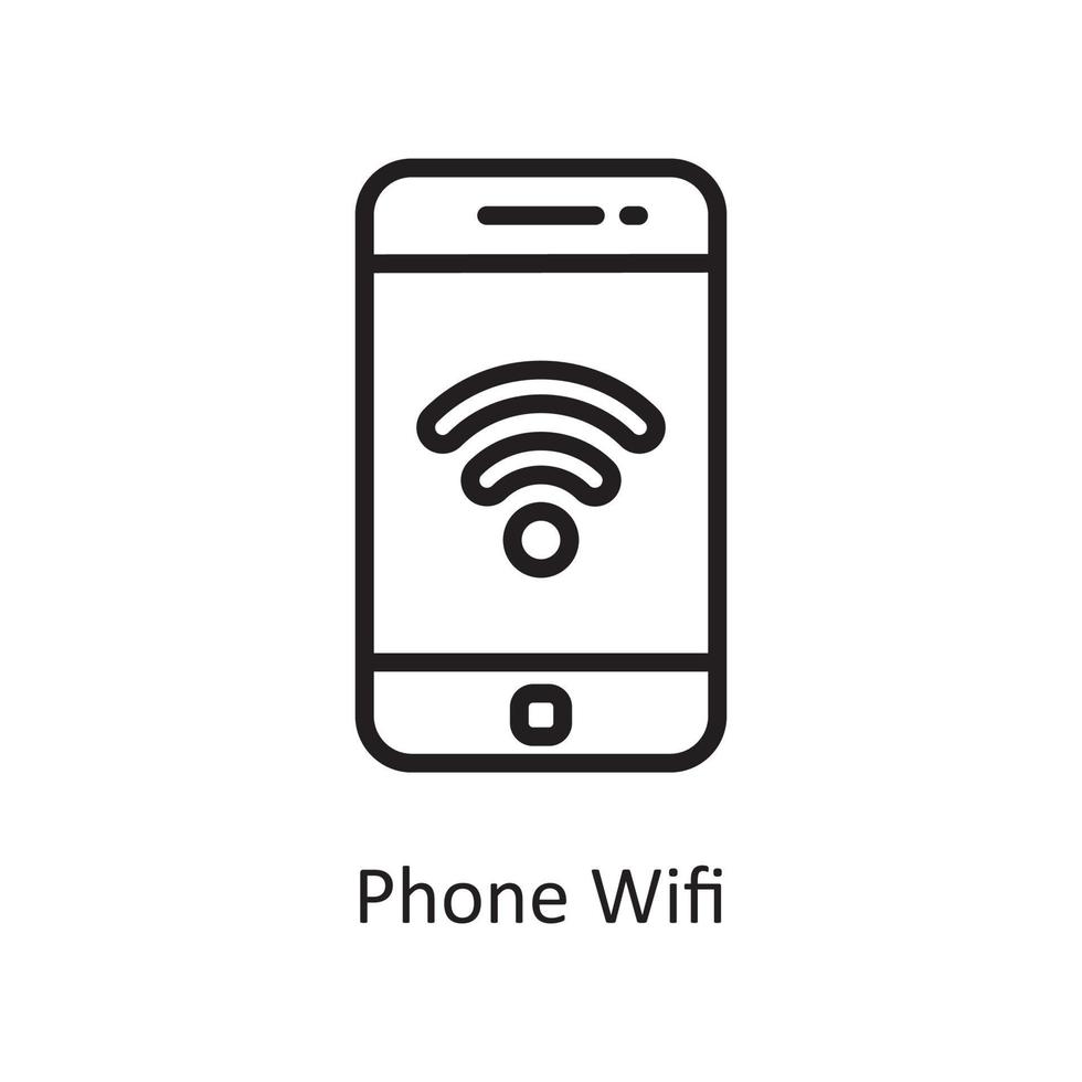 Phone Wifi Vector Outline Icon Design illustration. Housekeeping Symbol on White background EPS 10 File