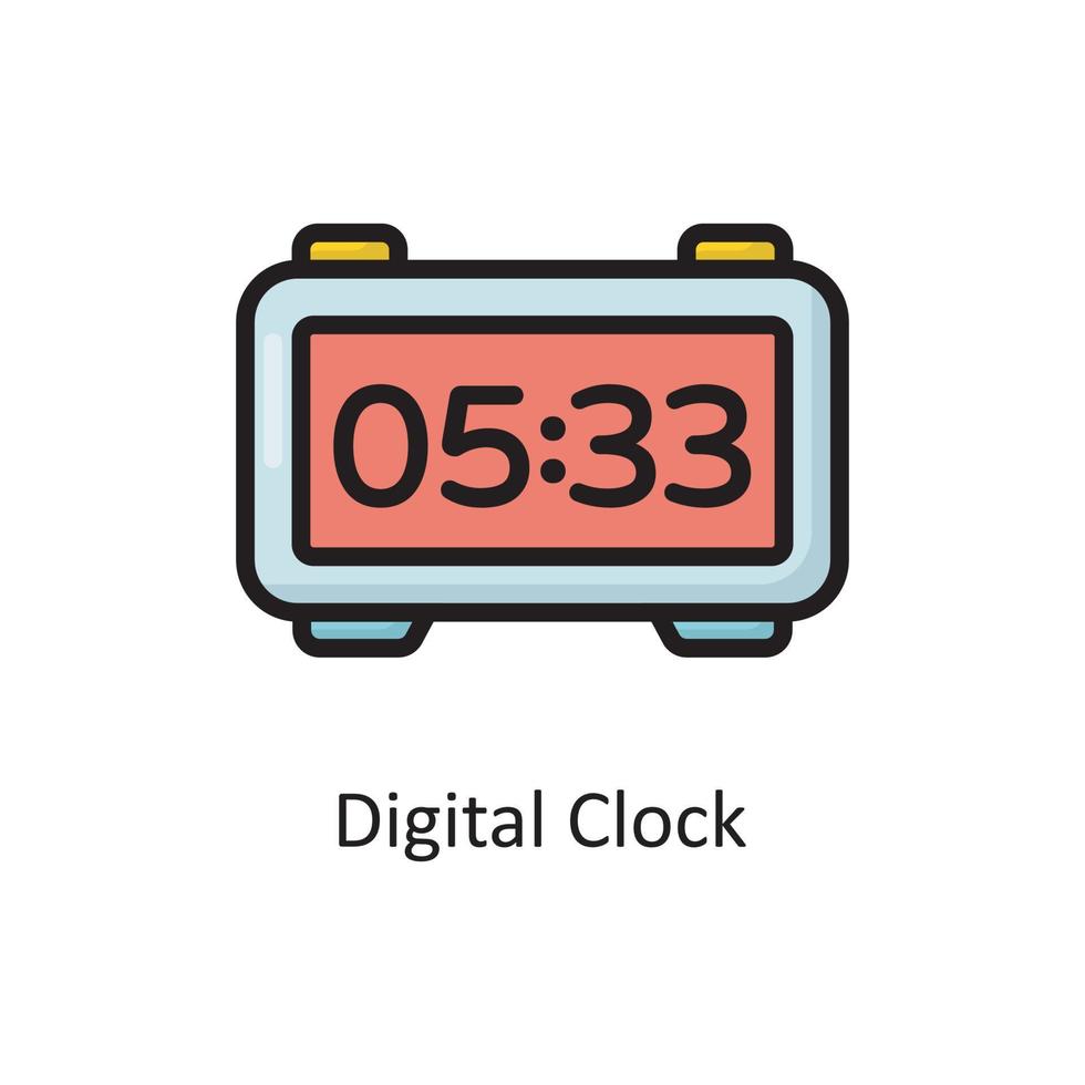 Digital Clock Vector Filled Outline Icon Design illustration. Housekeeping Symbol on White background EPS 10 File