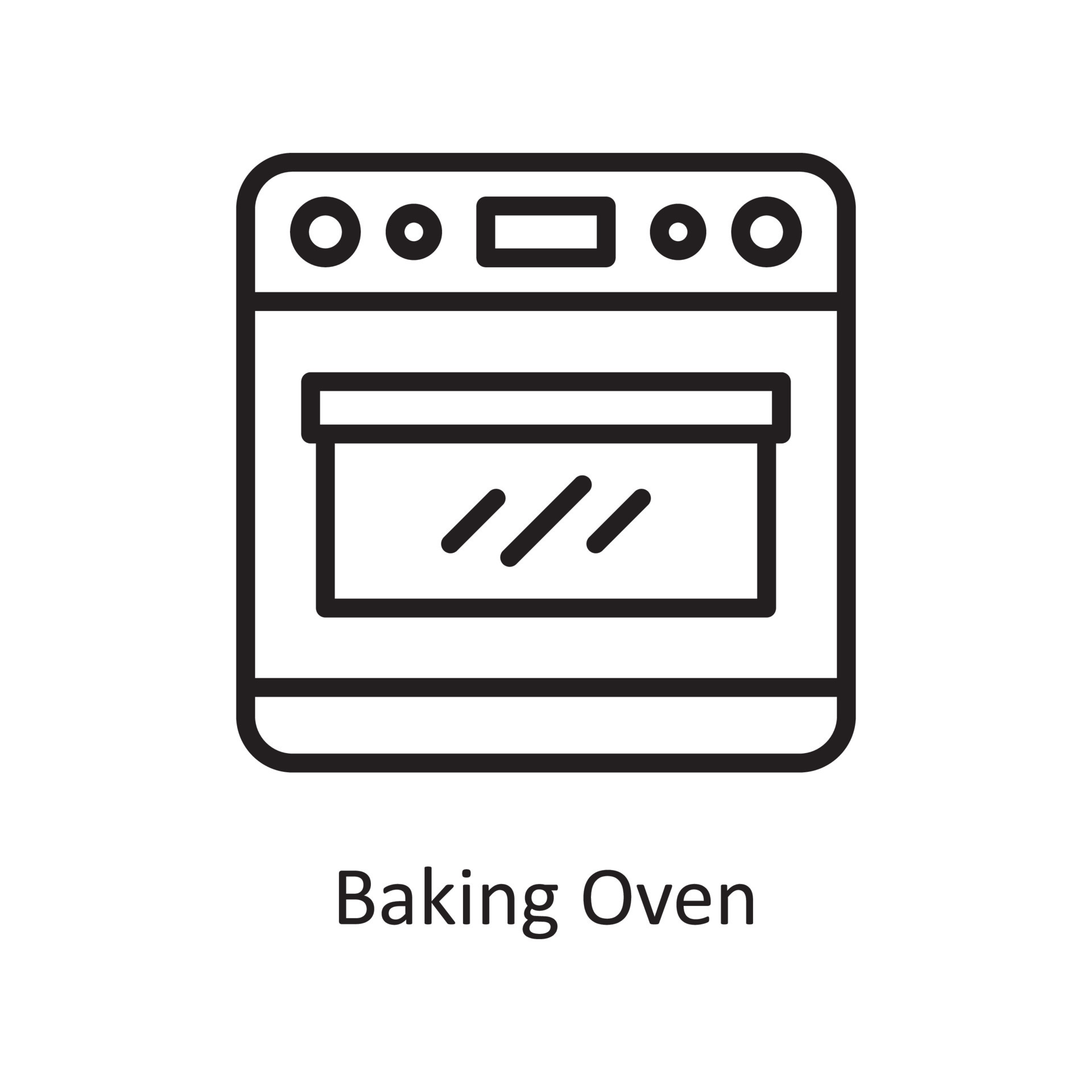 Baking Oven Vector Outline Icon Design illustration. Housekeeping