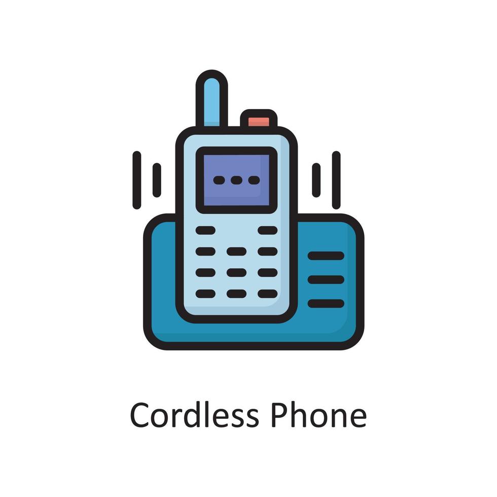 Cordless Phone Vector Filled Outline Icon Design illustration. Housekeeping Symbol on White background EPS 10 File
