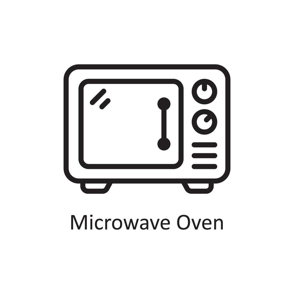 Microwave Oven Vector Outline Icon Design illustration. Housekeeping Symbol on White background EPS 10 File