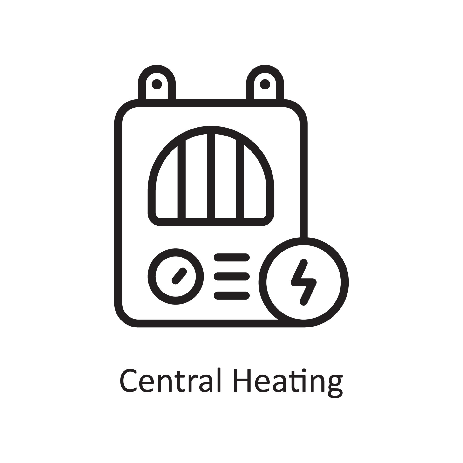 Central Heating Vector Outline Icon Design illustration. Housekeeping