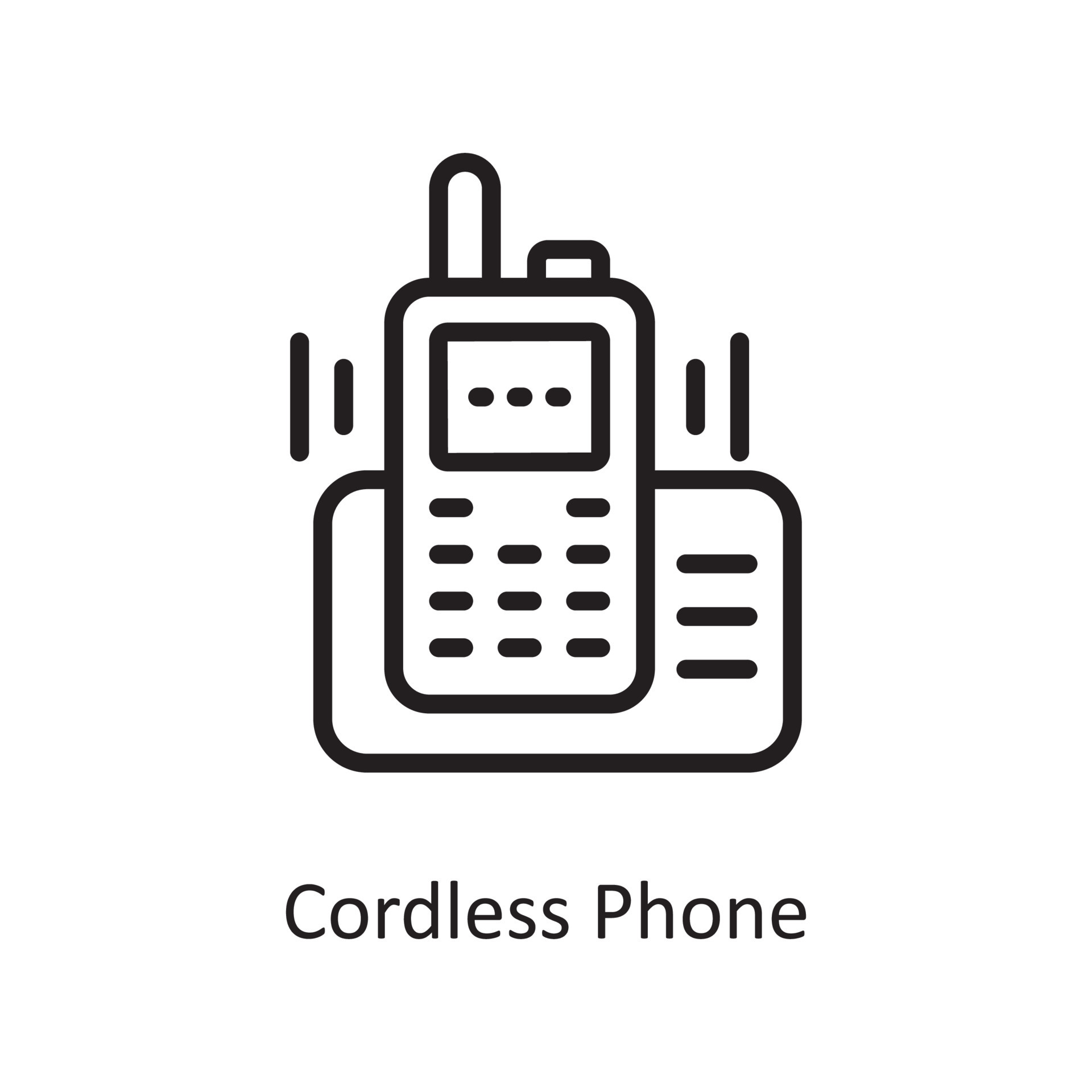 Cordless Phone Vector Outline Icon Design illustration. Housekeeping