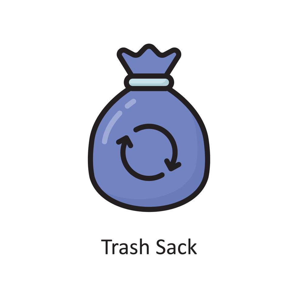 Trash Sack Vector Filled Outline Icon Design illustration. Housekeeping Symbol on White background EPS 10 File