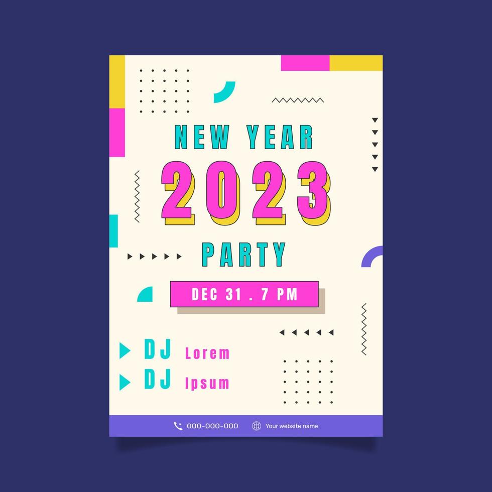 Flat design new year 2023 party poster template. - Vector. vector