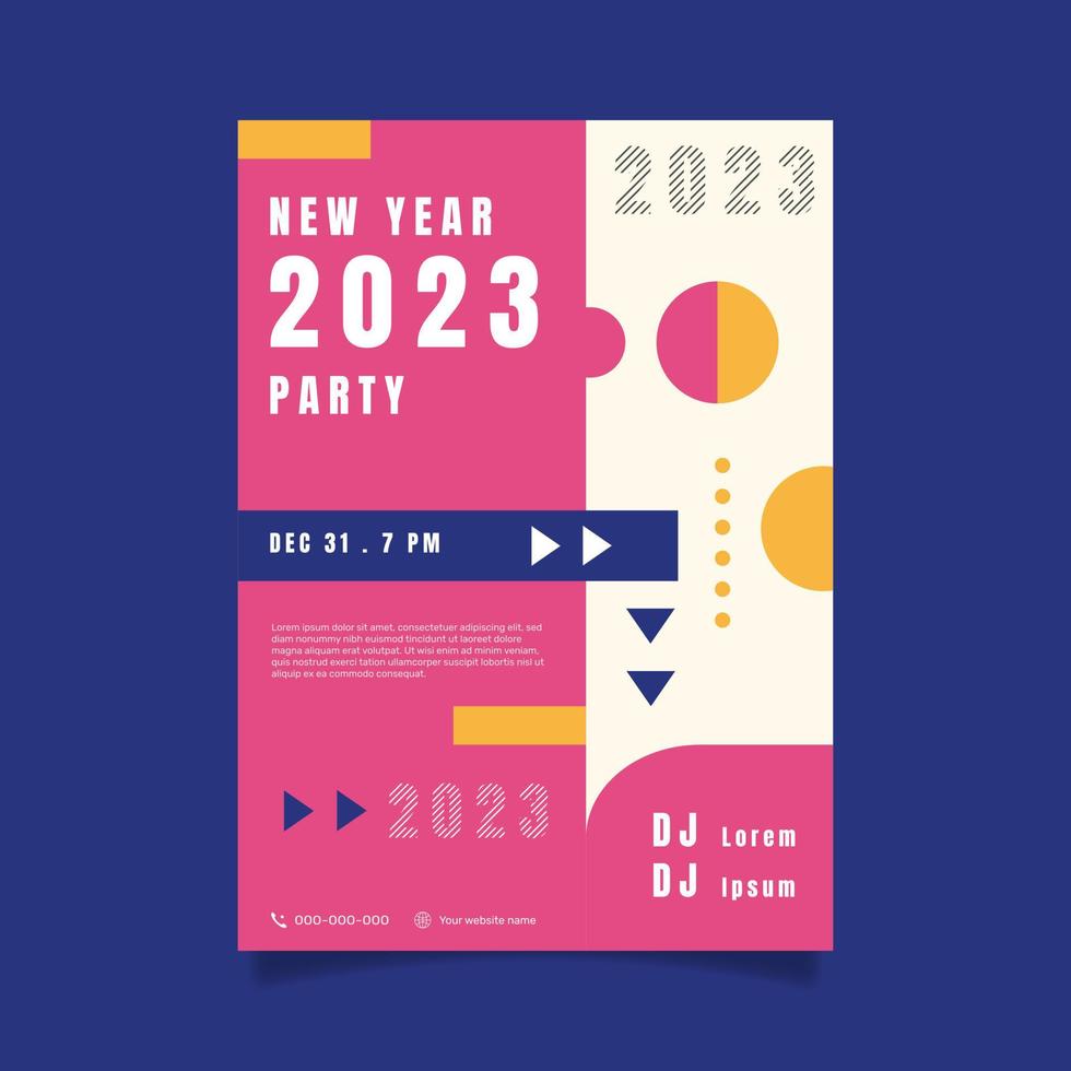 Flat design new year 2023 party poster template. - Vector. vector