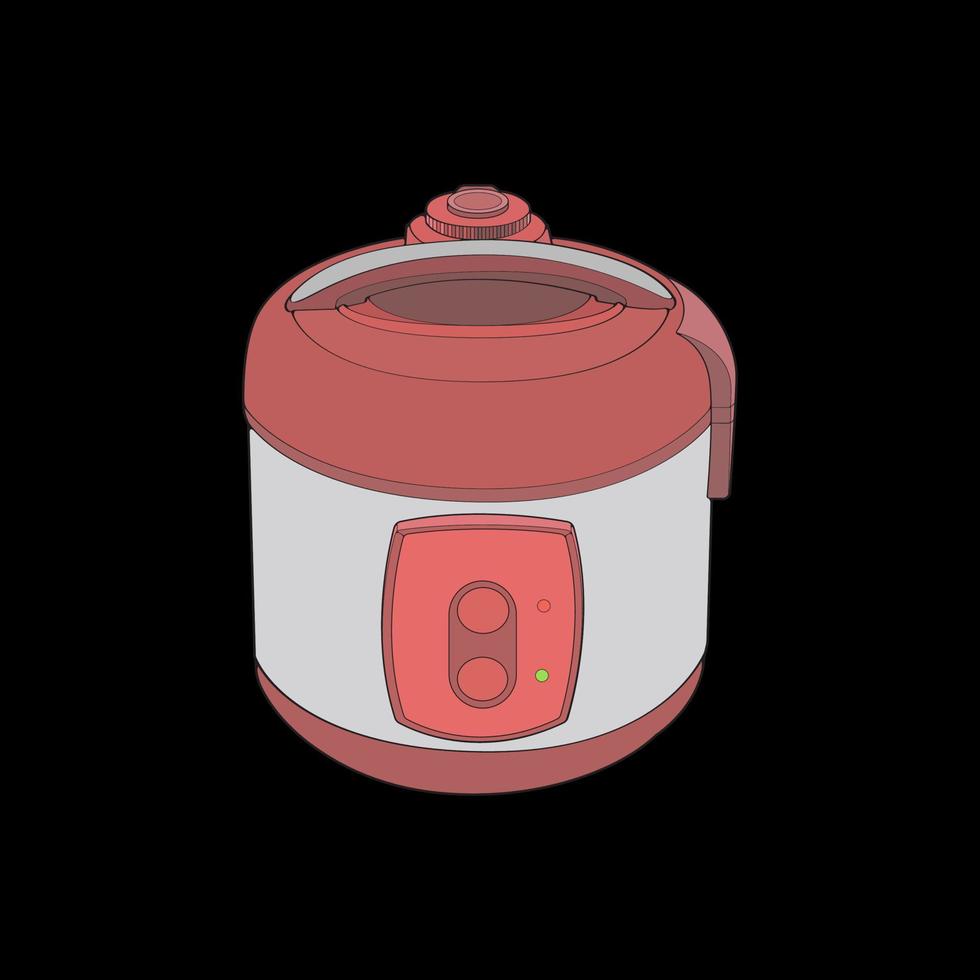 Rice cooker, magic jar, illustration vector, hand drawn art vector, outline art. vector