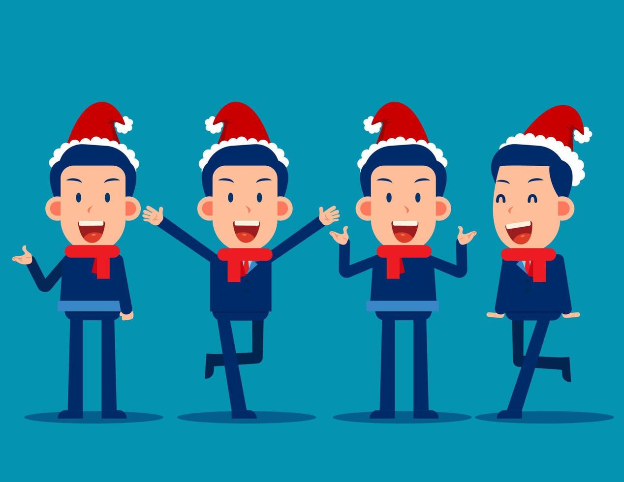 Happy business people Christmas party. Celebration christmas concept. Cute business cartoon vector illustration style