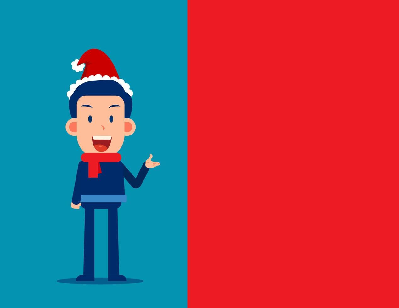 Happy businessman in santa claus hat. Merry Christmas and Happy New Year concept vector