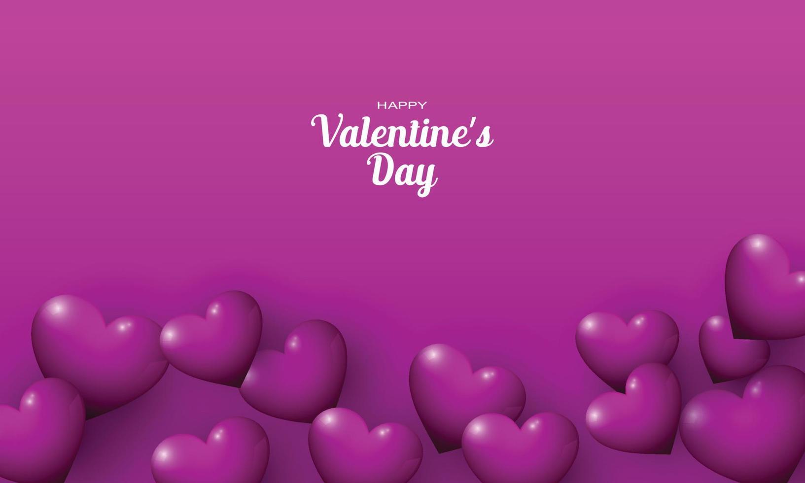 Valentines day background with purple hearts balloon. vector