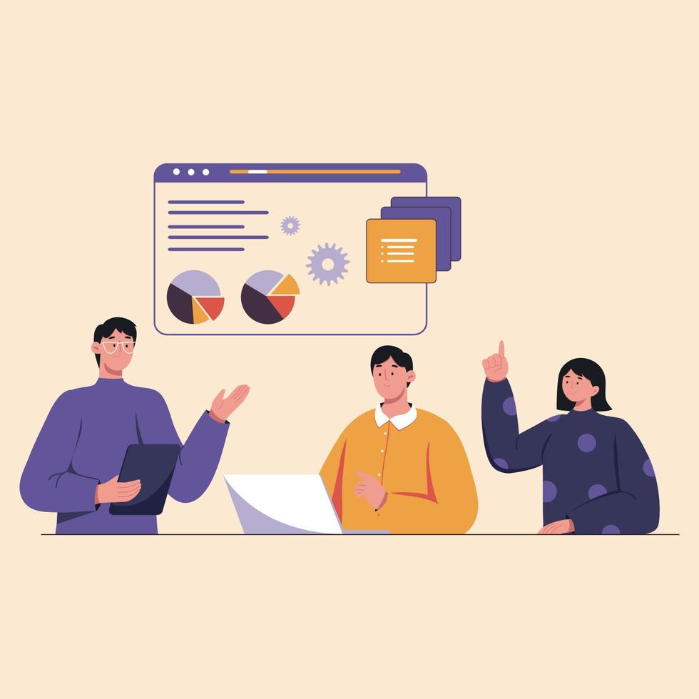 illustrations with man and woman working in the office, making a presentation, negotiating and discussing business issues, developing ideas. vector illustration with flat style design. 14409217 Vector Art at Vecteezy illustrations with man and woman working in the office, making a presentation, negotiating and discussing business issues, developing ideas. vector illustration with flat style design. 14409217 Vector Art at Vecteezy