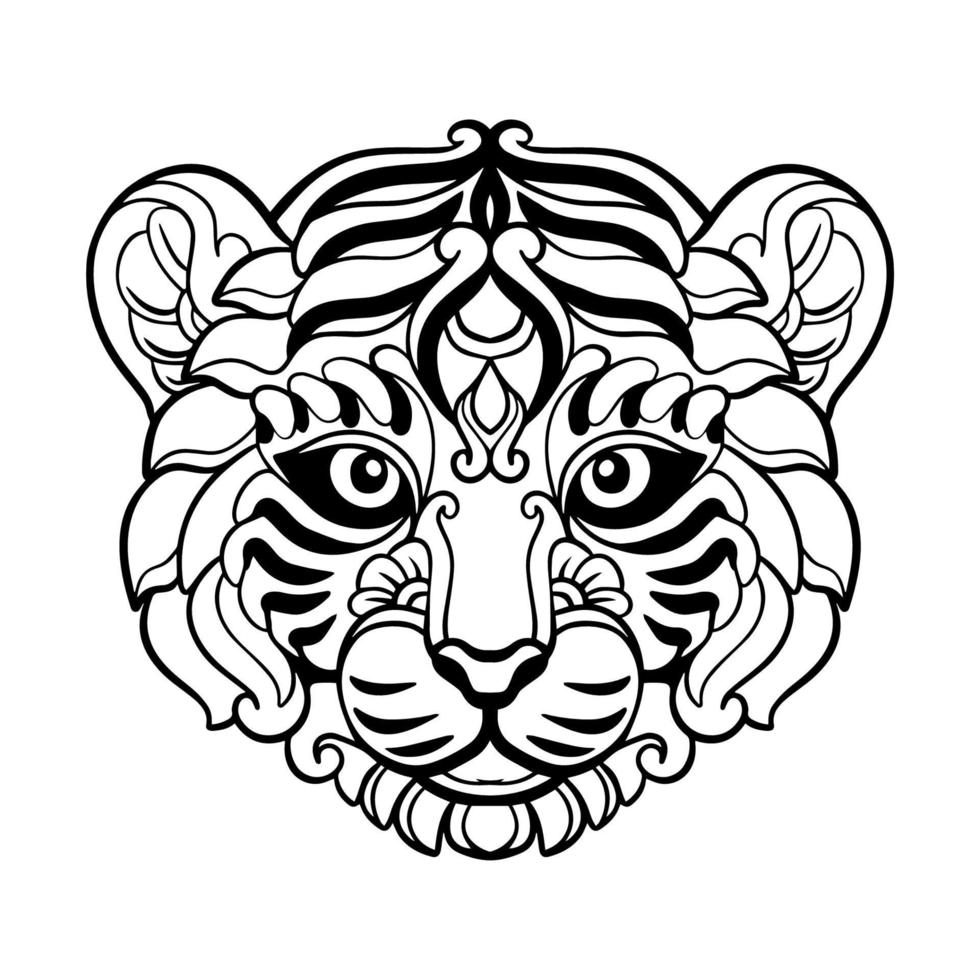 Tiger Head mandala arts isolated on white background vector