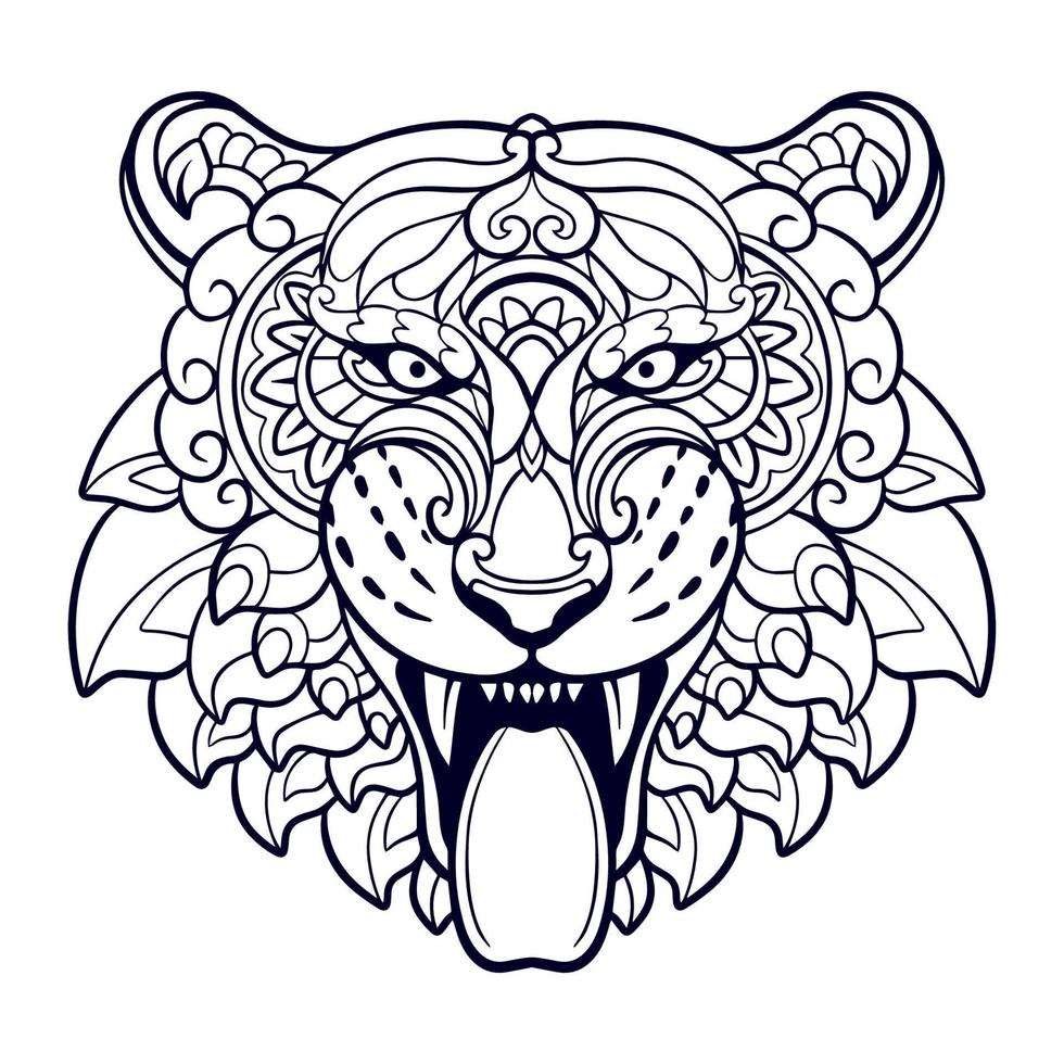 Tiger Head mandala arts isolated on white background vector