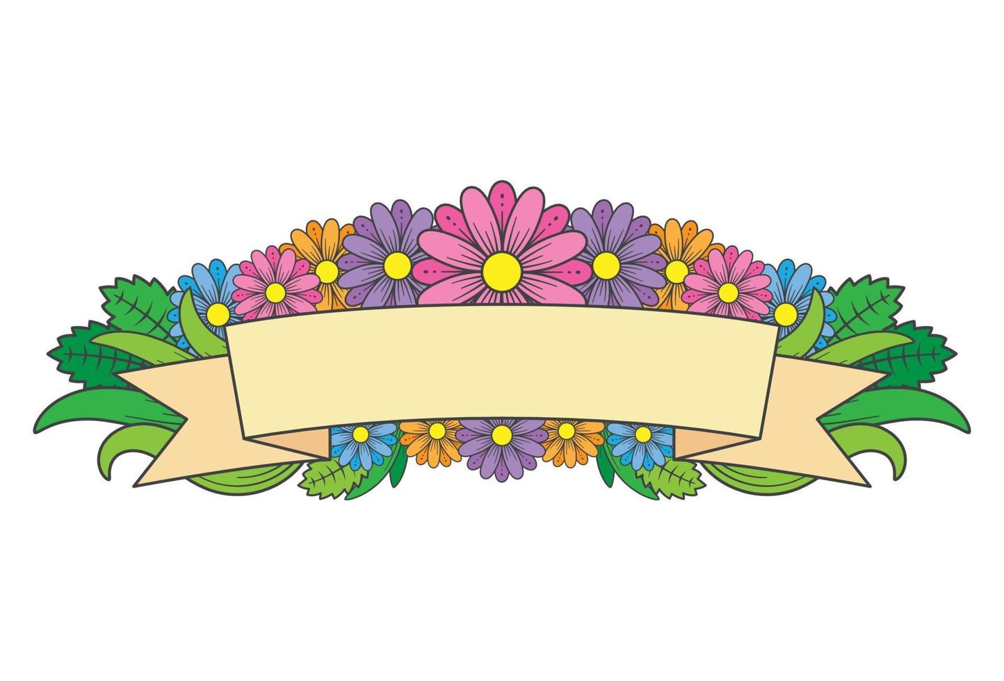 Doodle color flowers hand drawn vector
