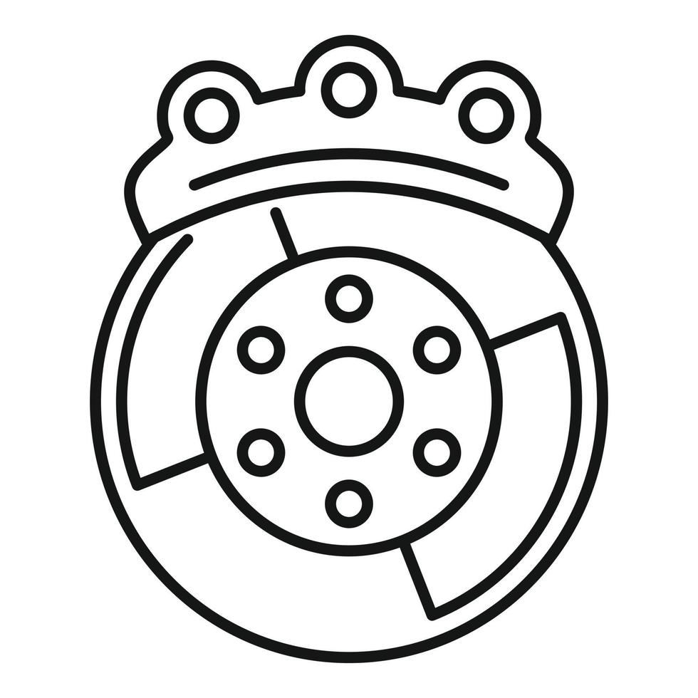 icono de disco de freno de coche, estilo de contorno vector