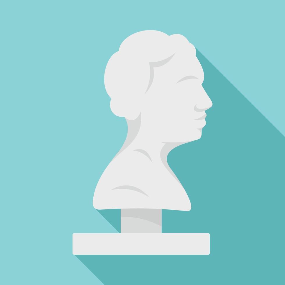 Bust of the ancient writer icon, flat style vector