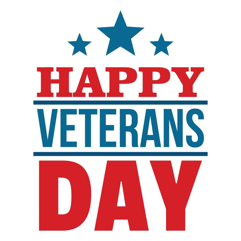 Happy veterans day logo, flat style vector