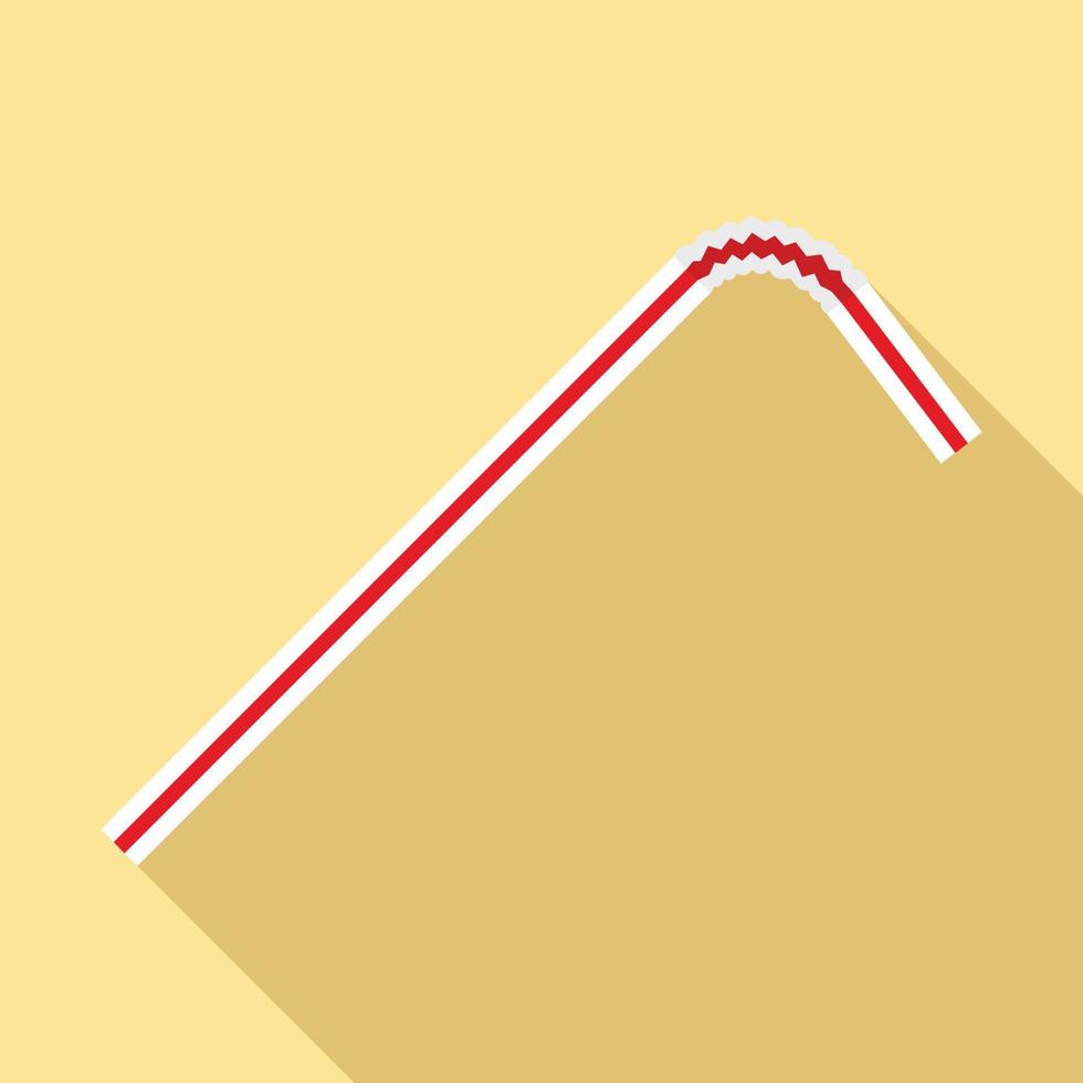 Red white drink straw icon, flat style vector
