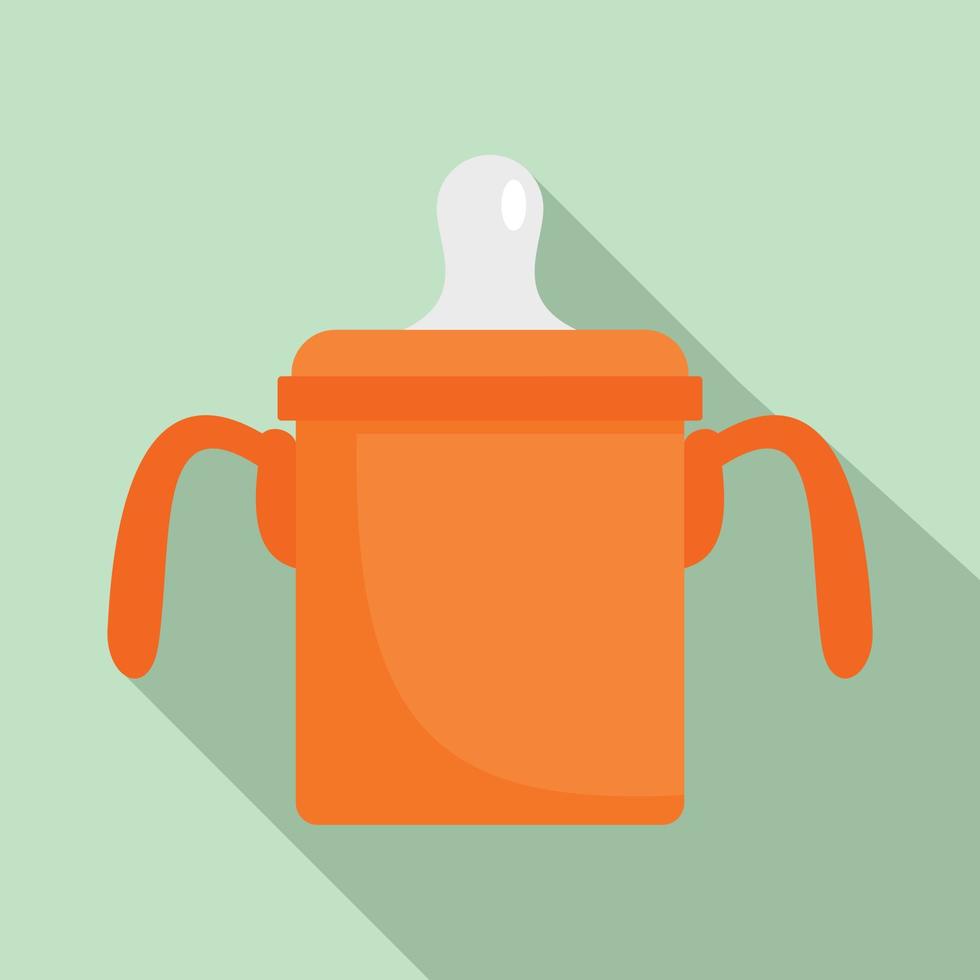 Baby sippy cup icon, flat style vector