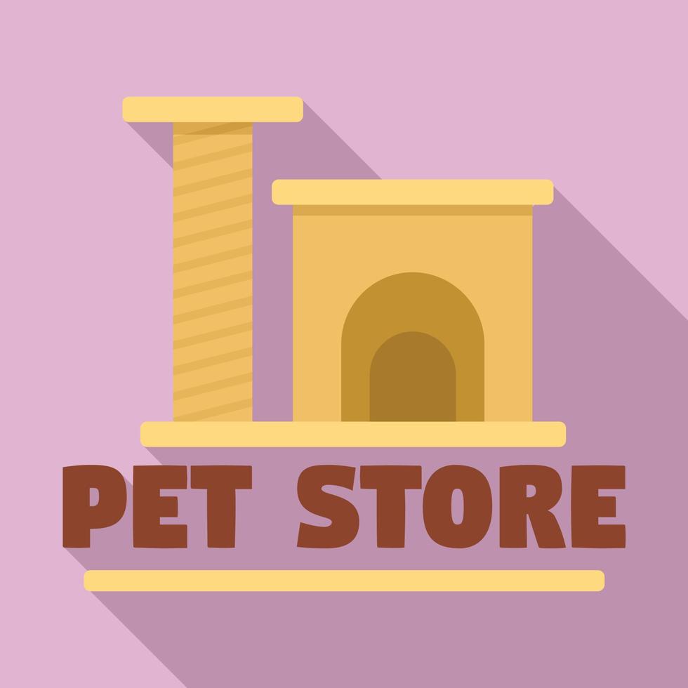 Pet store cat toys logo, flat style vector