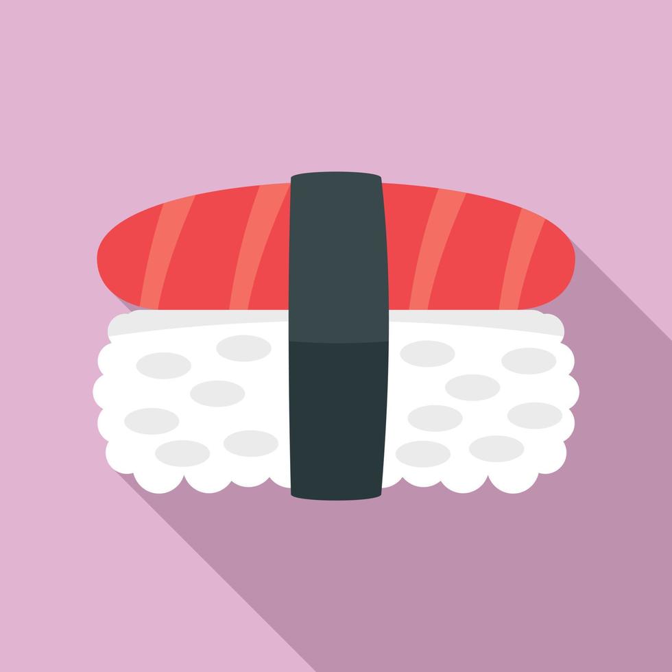 Tuna meat rice sushi icon, flat style vector