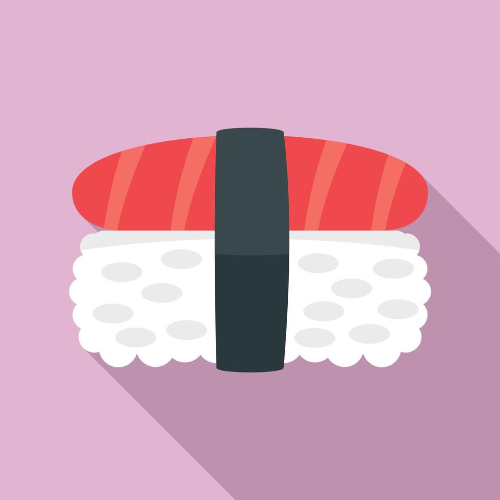 icono de sushi de arroz con carne de atún, estilo plano vector