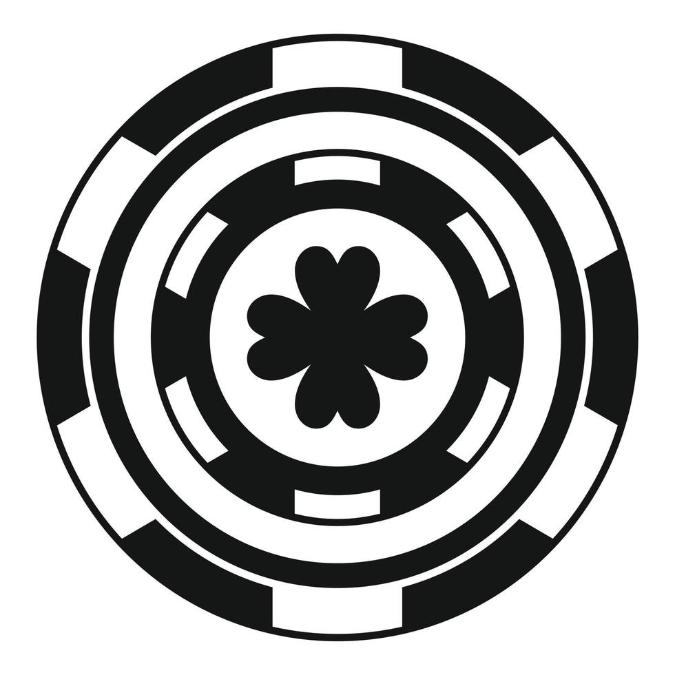 Black casino chip icon, simple style vector