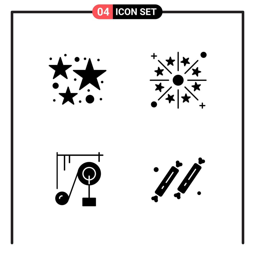 conjunto de 4 iconos de estilo sólido para web y símbolos de glifos móviles para imprimir signos de iconos sólidos aislados en fondo blanco 4 conjunto de iconos fondo de vector de icono negro creativo