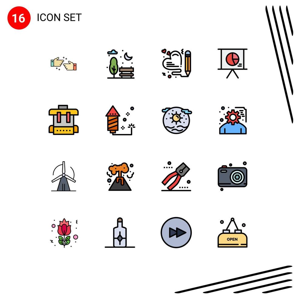 paquete de iconos de vectores de stock de 16 signos y símbolos de línea para la bolsa de la escuela amor diapositiva marketing elementos de diseño de vectores creativos editables