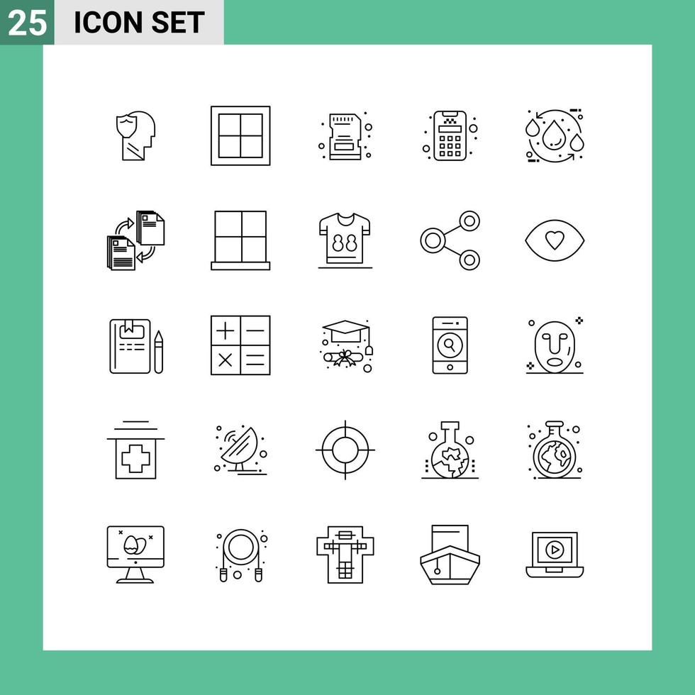 Universal Icon Symbols Group of 25 Modern Lines of drop credit interior card sd Editable Vector Design Elements