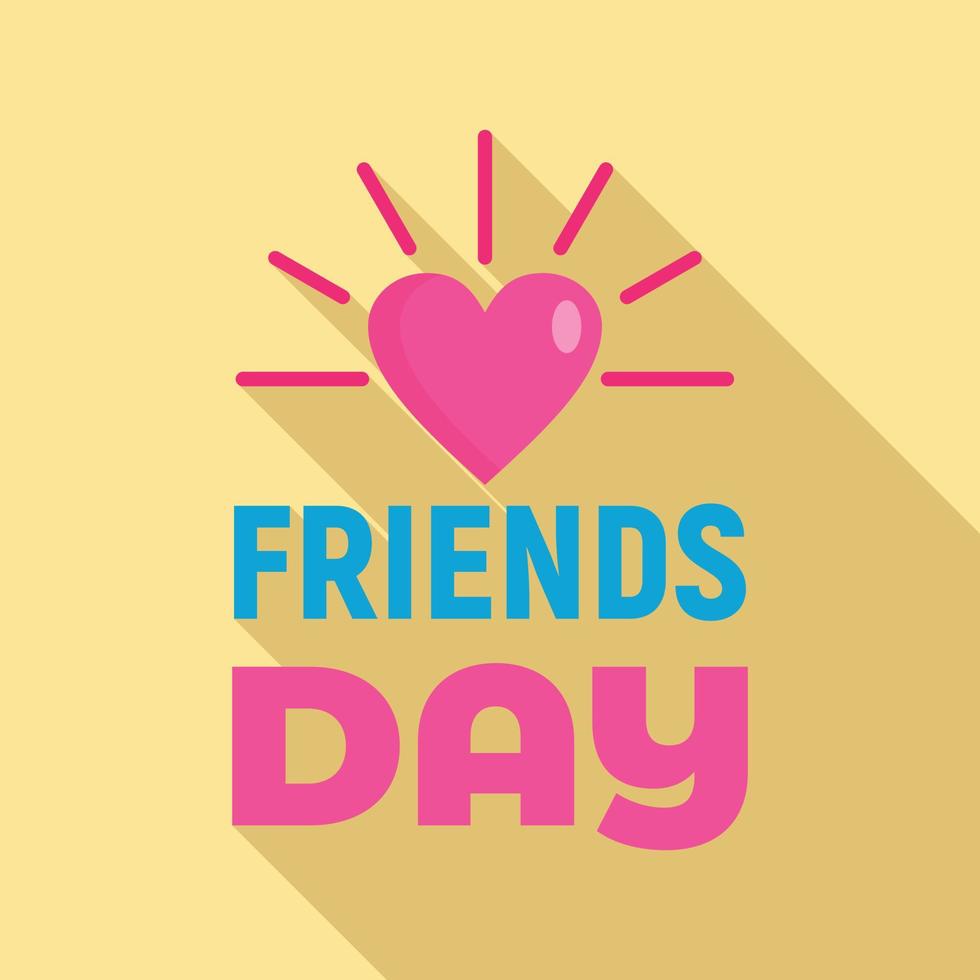 Sunny heart friends day logo, flat style vector