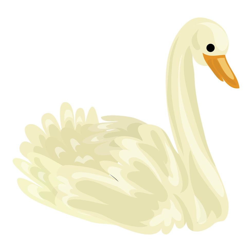 White swan icon, cartoon style vector