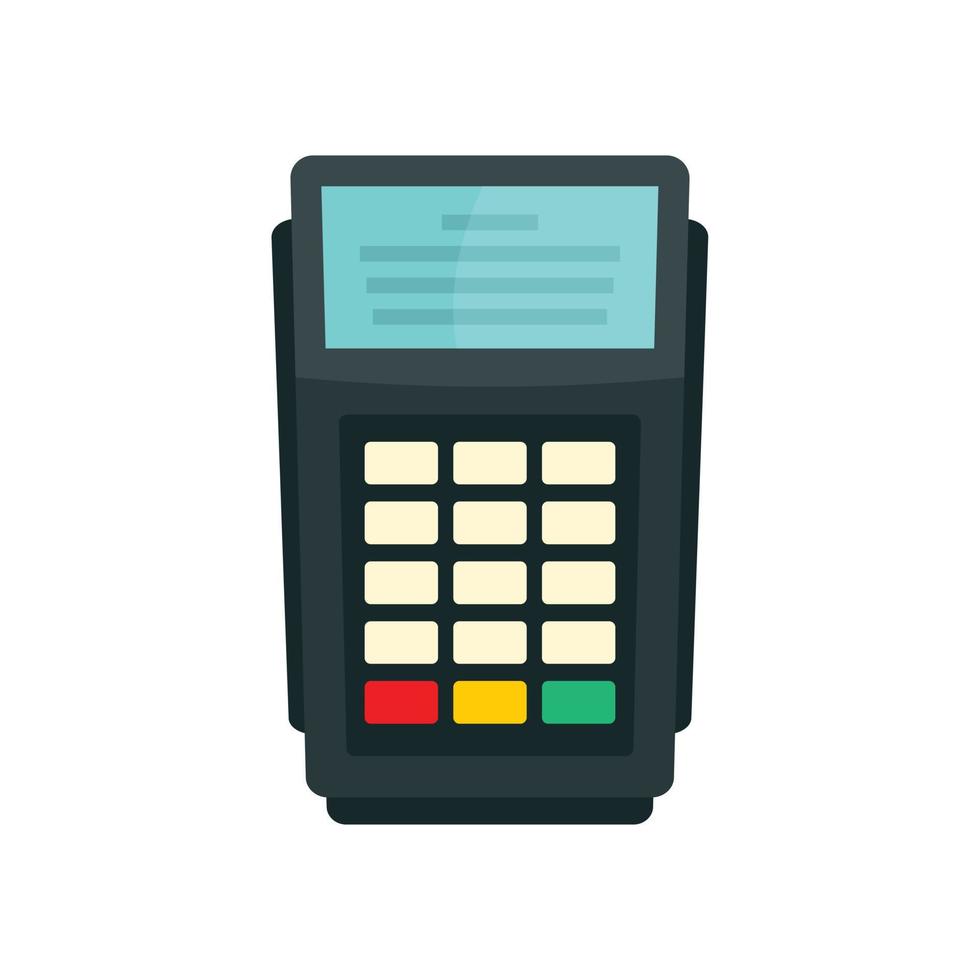 Pos bank payment terminal icon, flat style vector