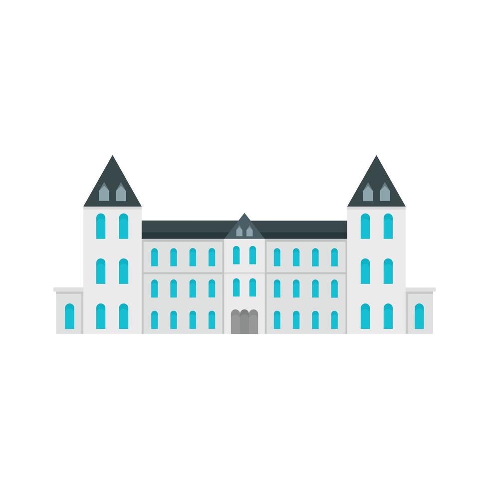 icono de la ciudad del castillo real blanco, estilo plano vector