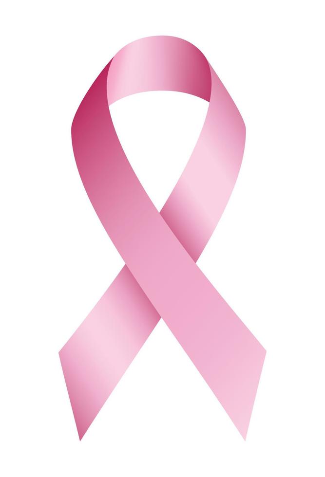 Pink ribbon cancer icon, realistic style vector