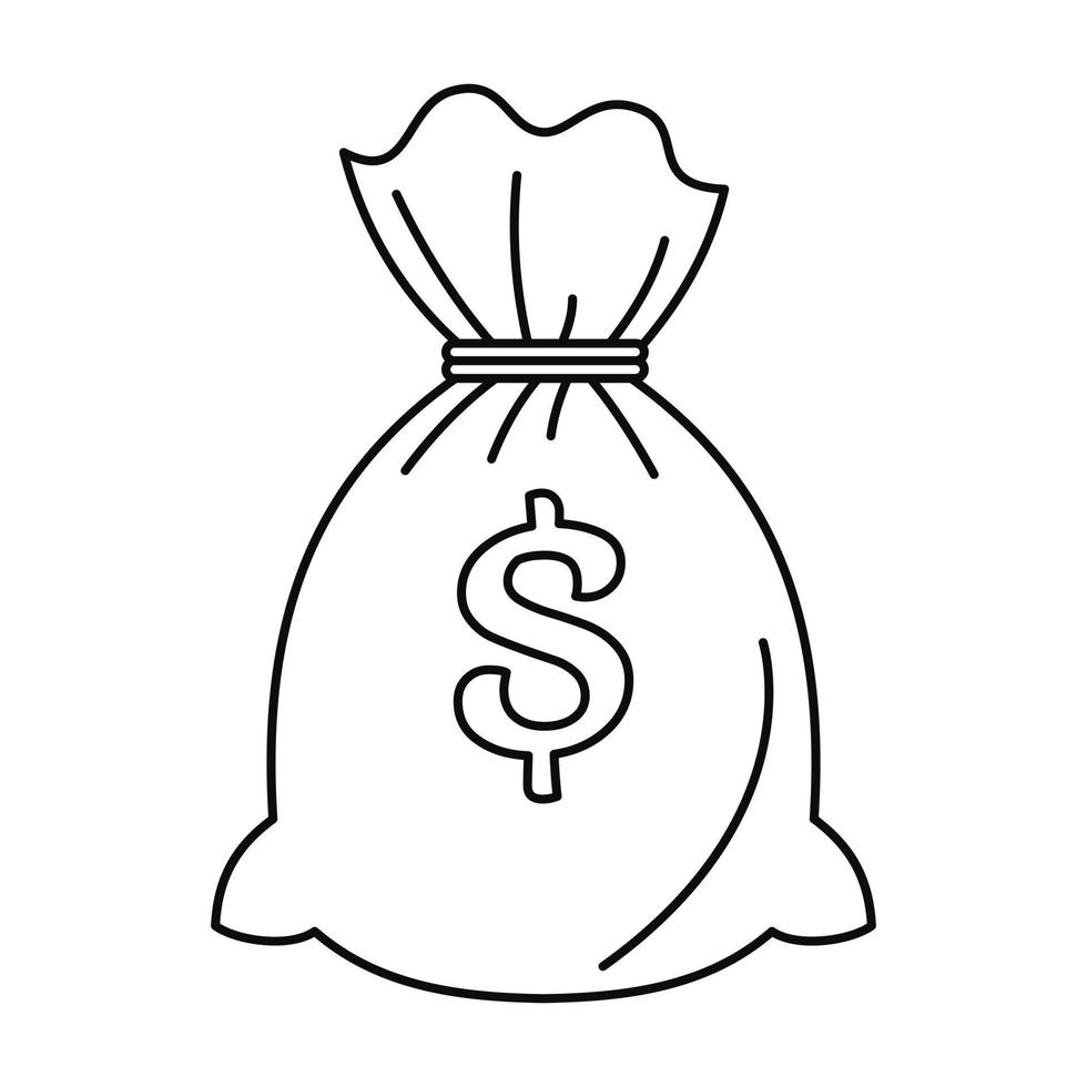 Money bag icon, outline style vector