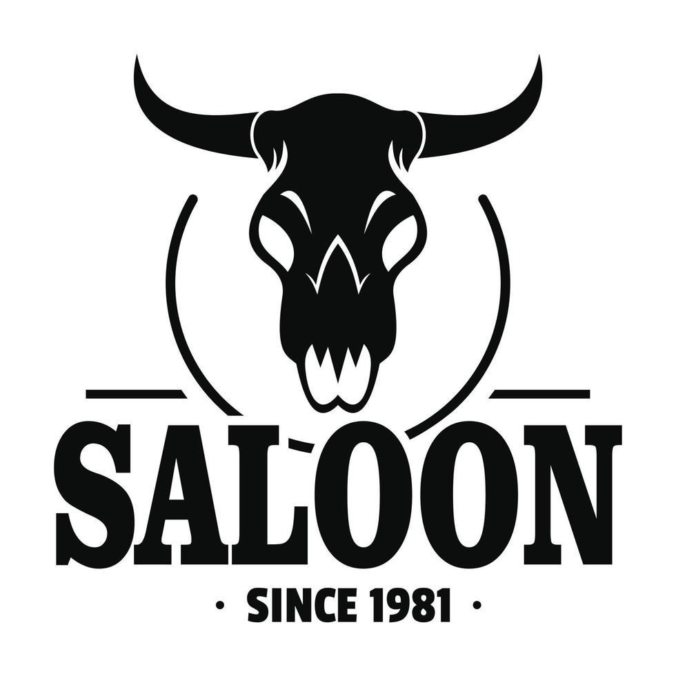 Skull saloon logo, simple style vector