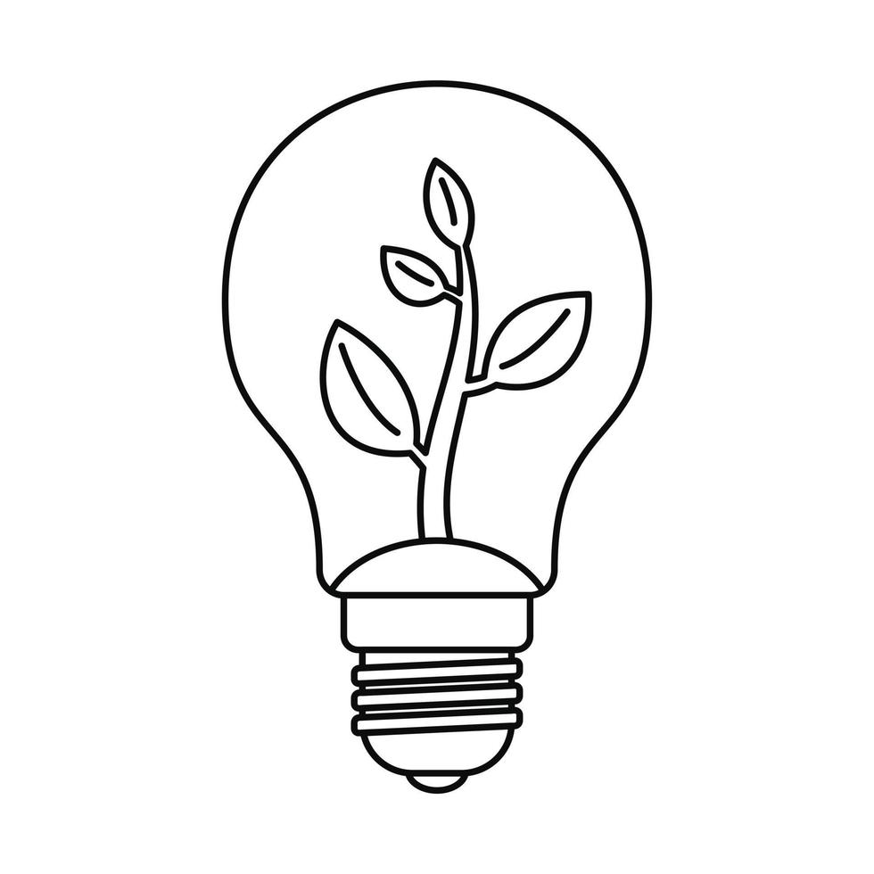 Eco bulb icon, outline style vector