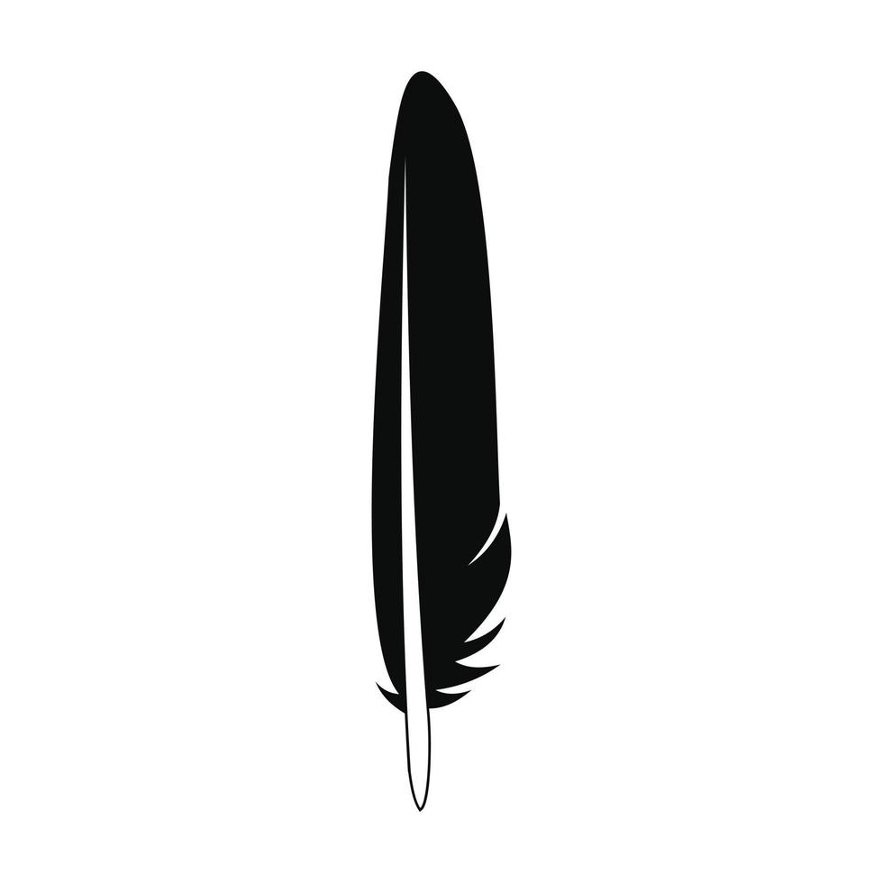 Ornate feather icon, simple style vector