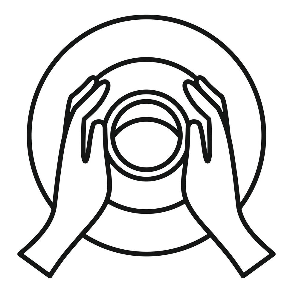 Hands potter wheel icon, outline style vector